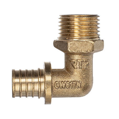 Угольник аксиальный, латунь, наружная резьба,16х1/2", желтый, RTP