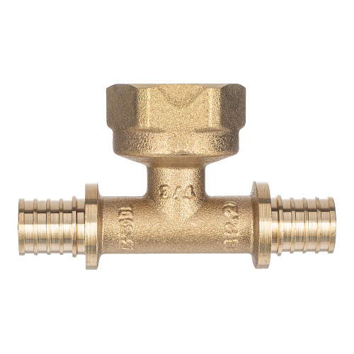 Тройник аксиальный, латунь, внутренняя резьба,16х3/4", желтый, RTP