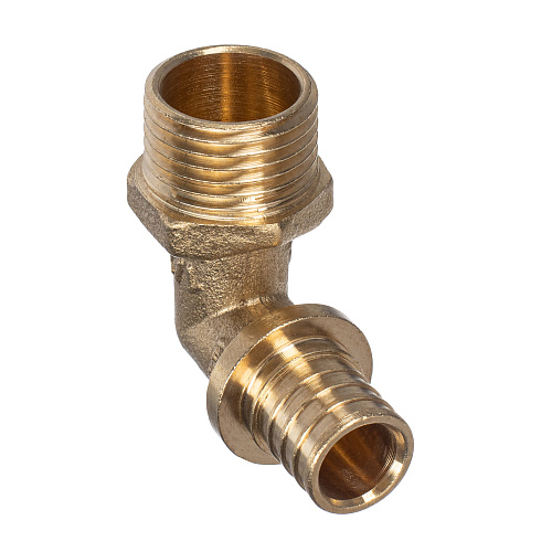 Угольник аксиальный, латунь, наружная резьба,16х1/2", желтый, RTP